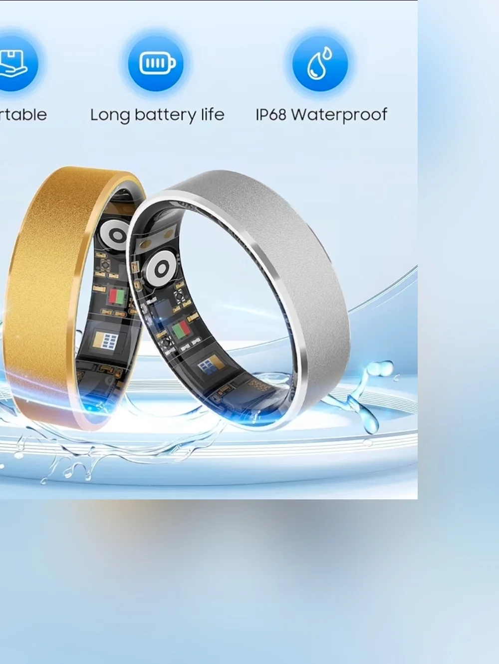 Smart Health Ring, Stress and Sleep Monitoring, Compatible with iOS and Android,